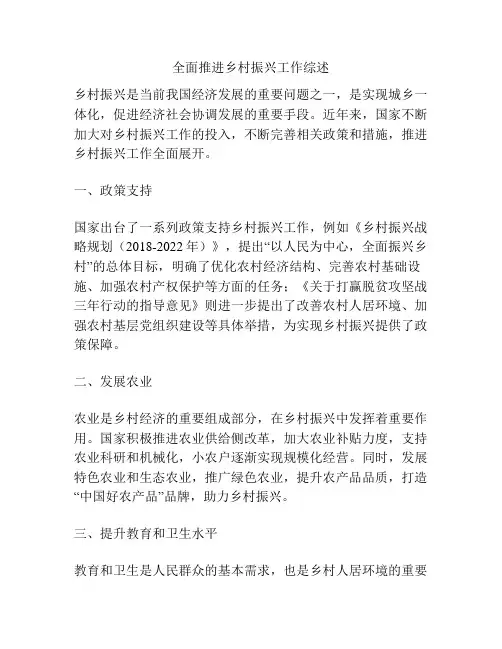 全面推进乡村振兴工作综述