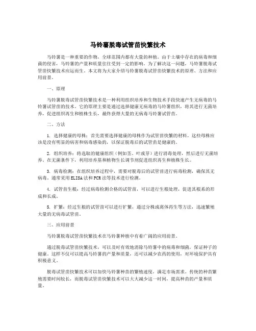 马铃薯脱毒试管苗快繁技术