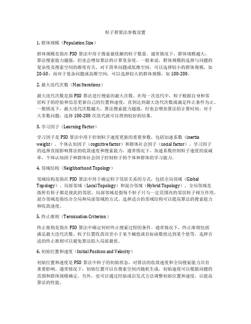 粒子群算法参数设置
