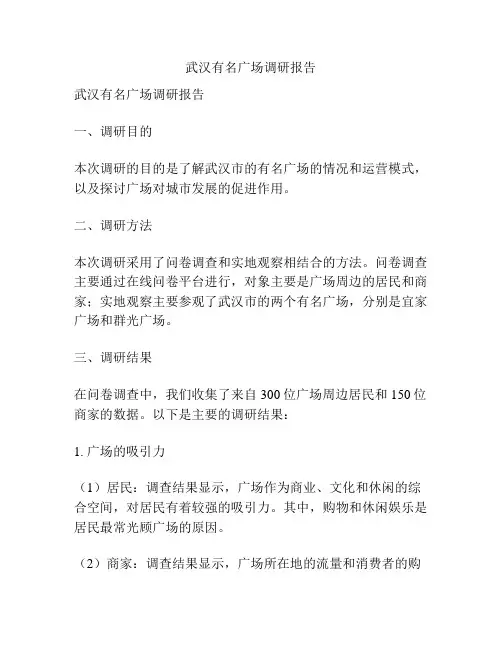 武汉有名广场调研报告