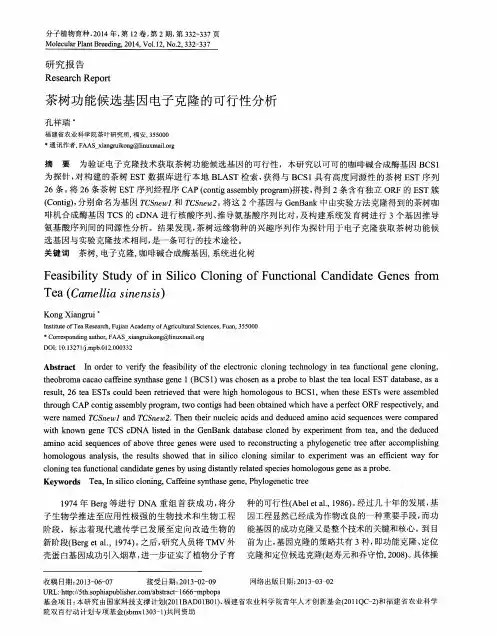 茶树功能候选基因电子克隆的可行性分析