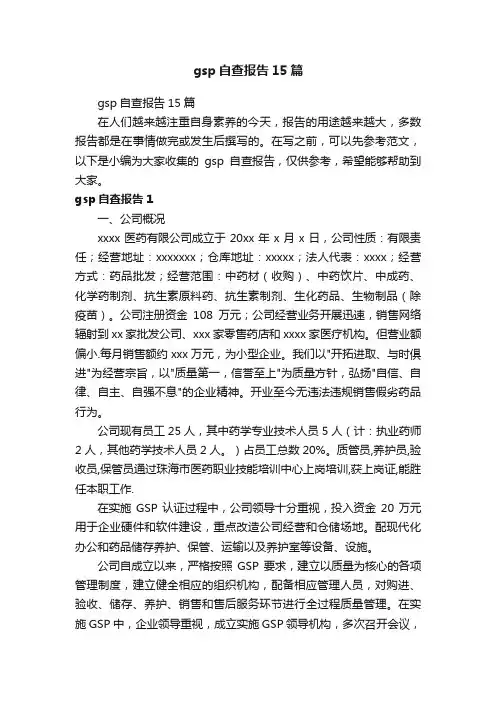 gsp自查报告15篇