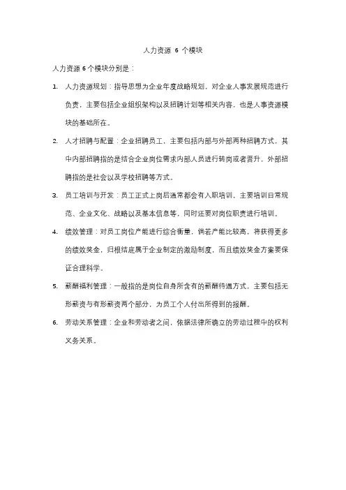 人力资源 6 个模块