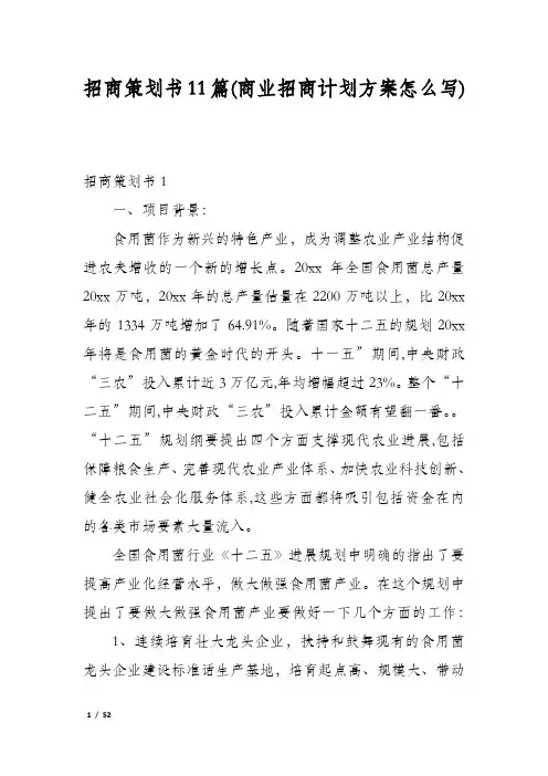 招商策划书11篇(商业招商计划方案怎么写)