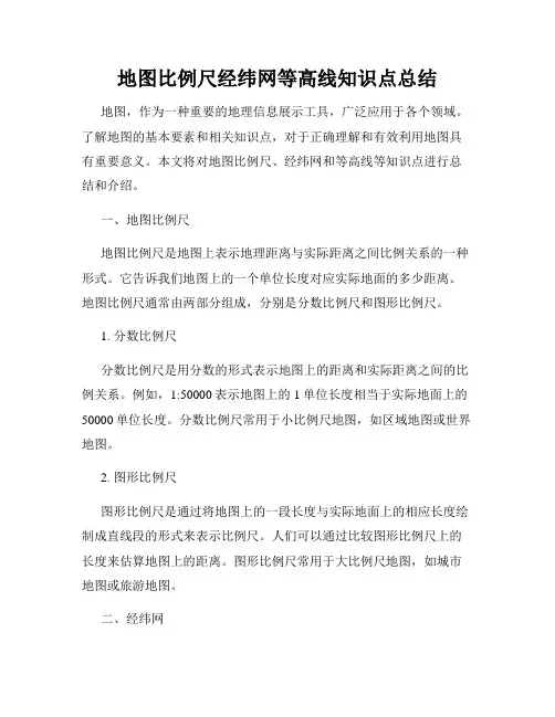 地图比例尺经纬网等高线知识点总结
