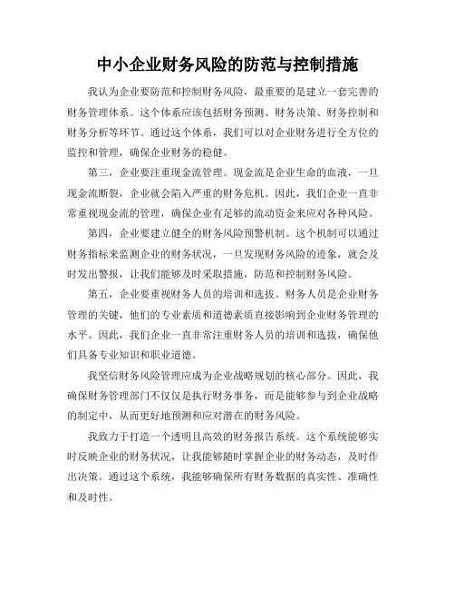 中小企业财务风险的防范与控制措施(2)