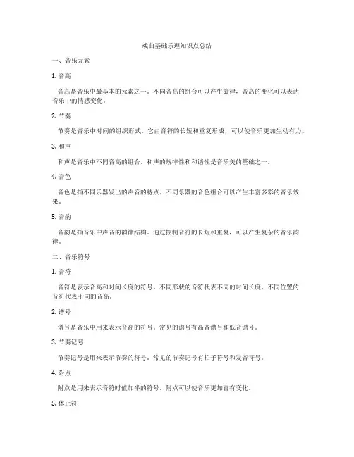 戏曲基础乐理知识点总结