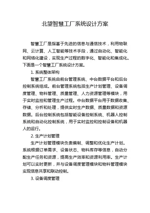 北望智慧工厂系统设计方案