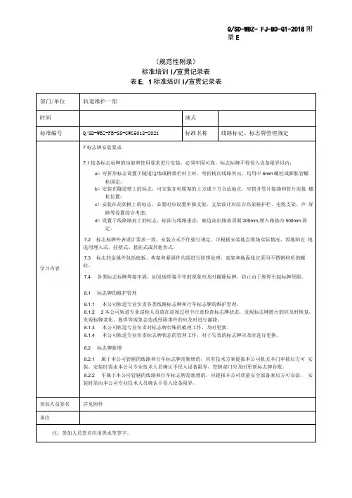 线路标记、标志牌管理规定
