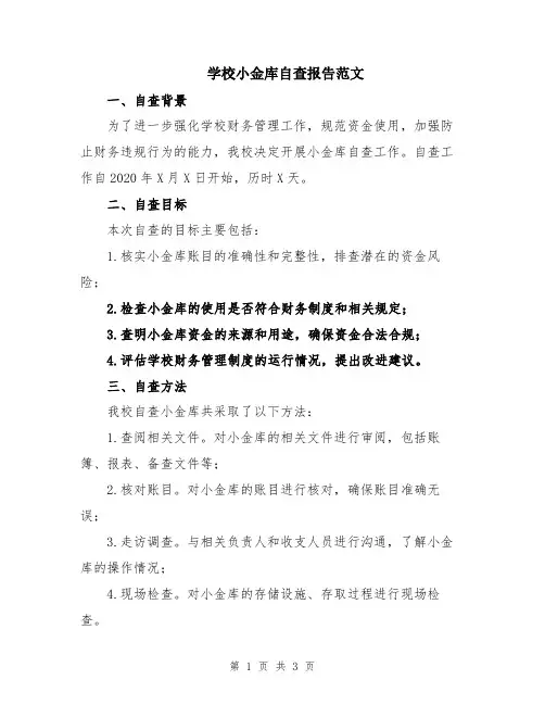 学校小金库自查报告范文