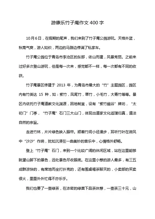 游康乐竹子庵作文400字