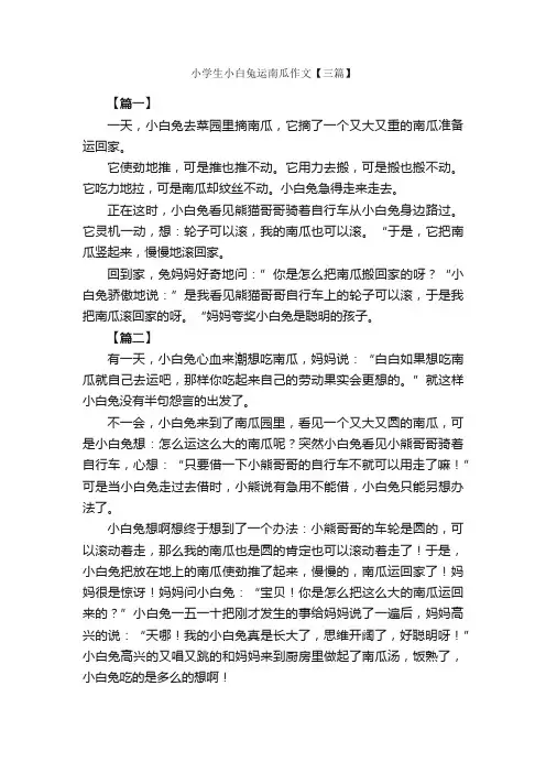 小学生小白兔运南瓜作文【三篇】_小学记叙文_