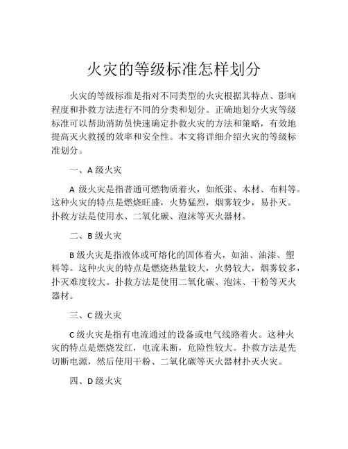 火灾的等级标准怎样划分