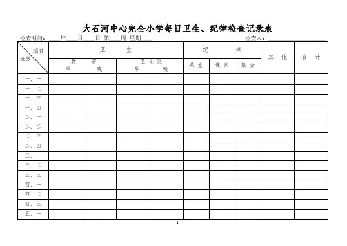 每日卫生、纪律检查记录表检查记录表