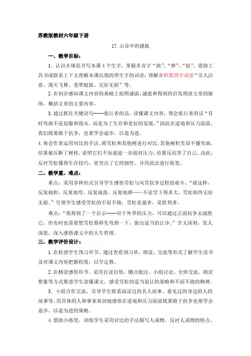 山谷中的谜底