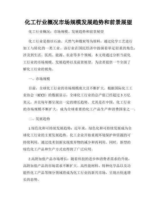 化工行业概况市场规模发展趋势和前景展望