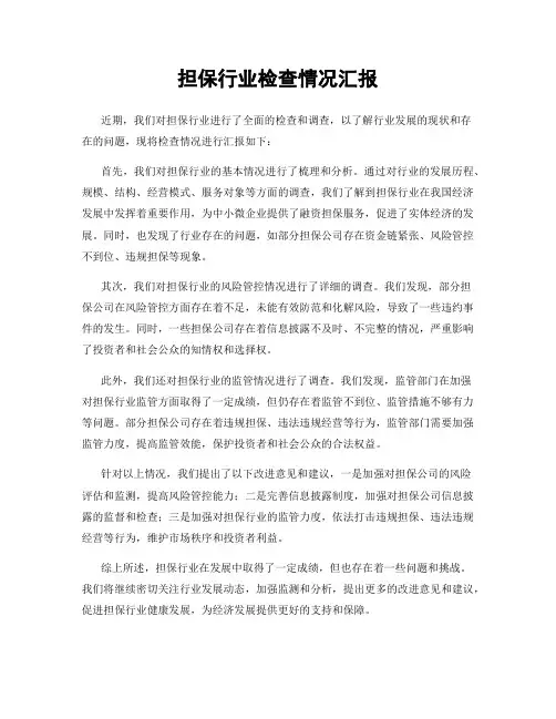 担保行业检查情况汇报
