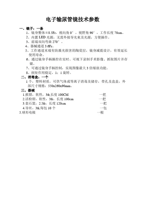 电子输尿管镜技术参数
