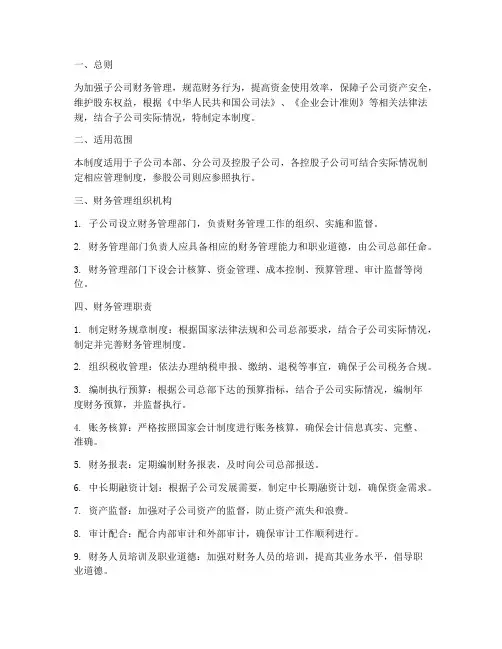 对子公司的财务管理制度