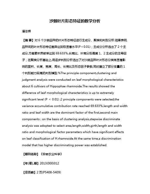 沙棘叶片形态特征的数学分析