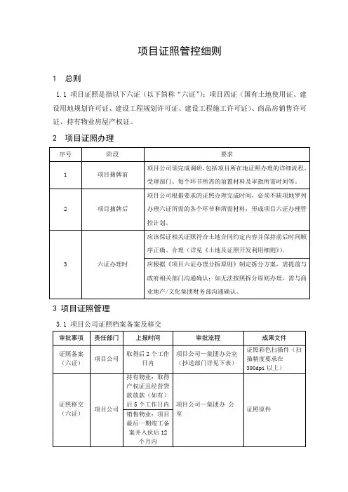 指引：5-项目证照管控细则