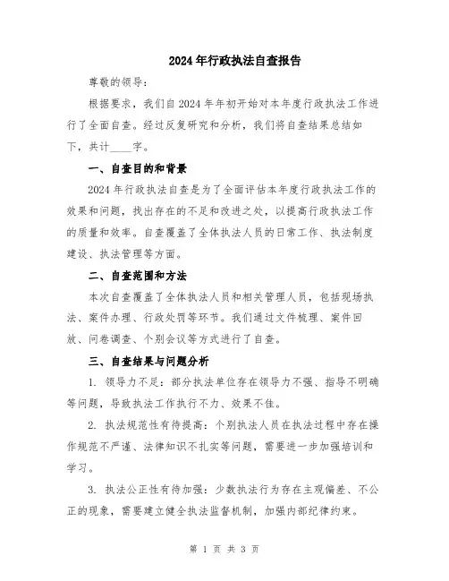 2024年行政执法自查报告
