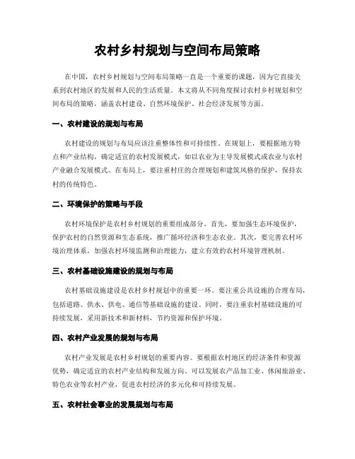 农村乡村规划与空间布局策略