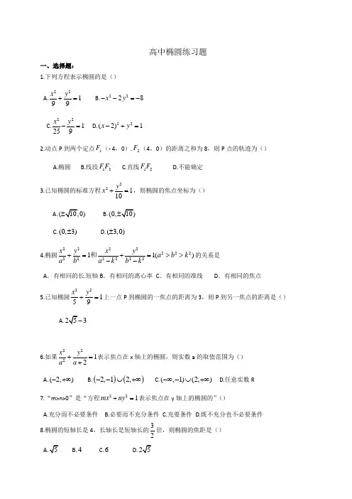 椭圆练习题大题含详细答案