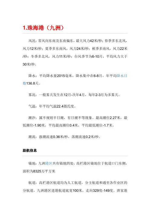 沿海港口信息