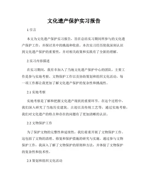 文化遗产保护实习报告