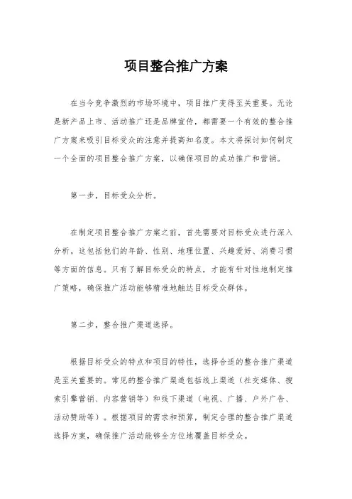 项目整合推广方案