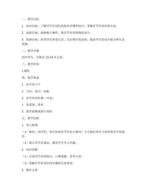 洋芋丝切丝教学设计方案