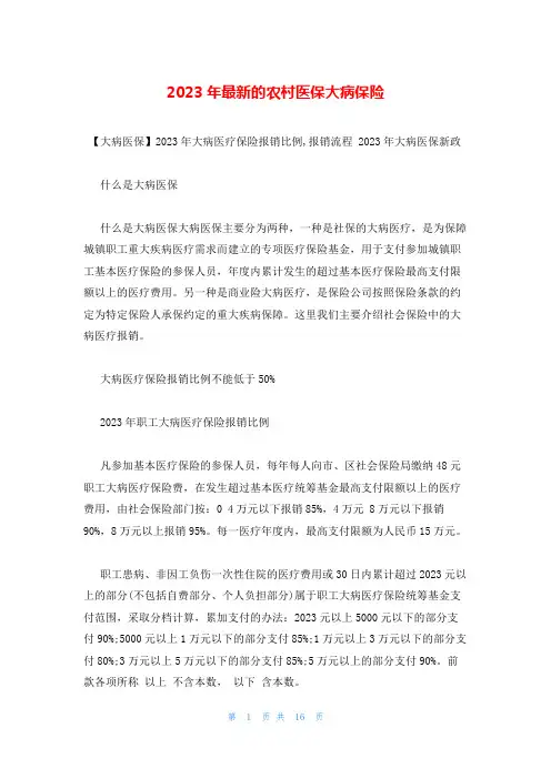 2023年最新的农村医保大病保险