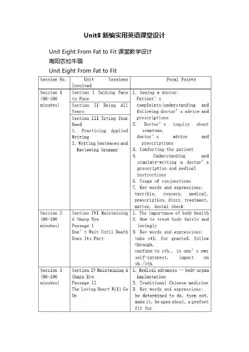 Unit8新编实用英语课堂设计