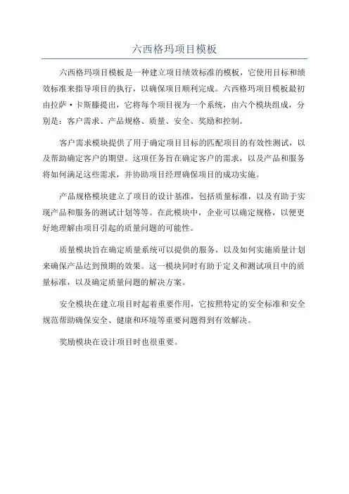 六西格玛项目模板