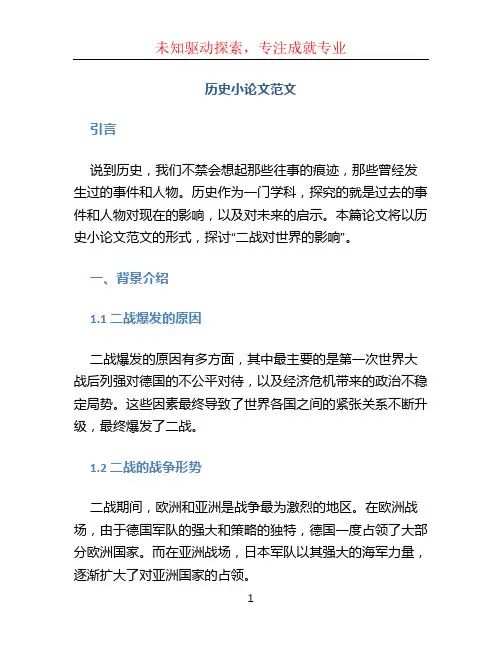 历史小论文范文