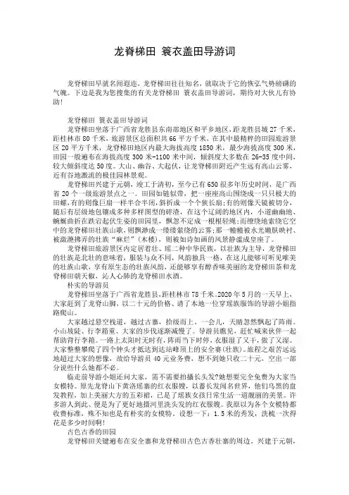 龙脊梯田 簑衣盖田导游词