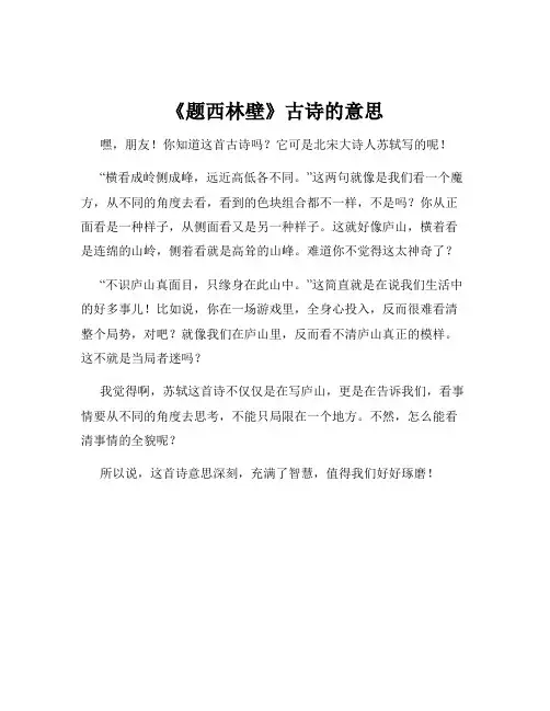 《题西林壁》古诗的意思