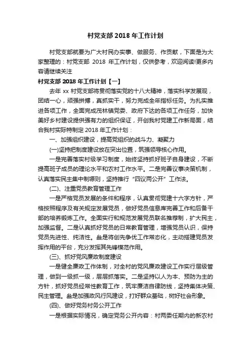 村党支部2018年工作计划