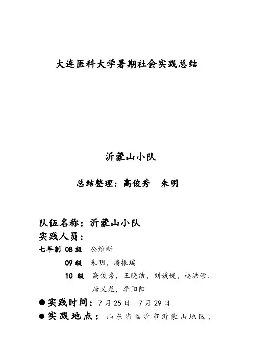 社会实践总结—沂蒙山小队