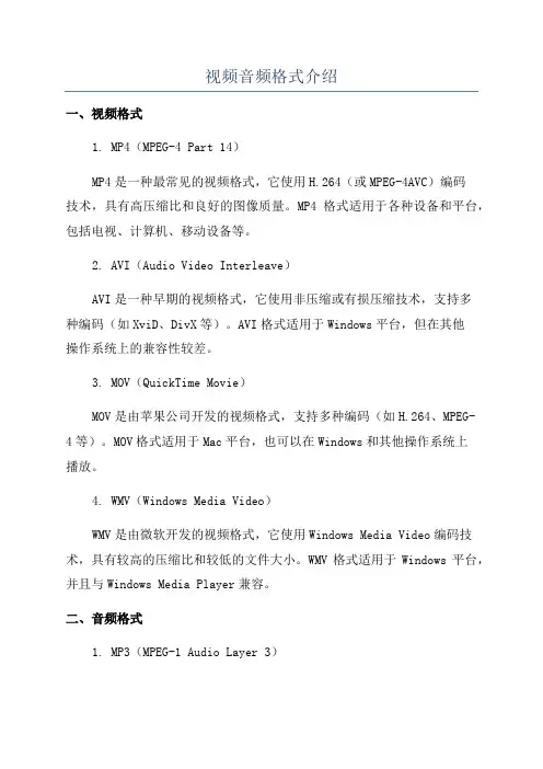 视频音频格式介绍
