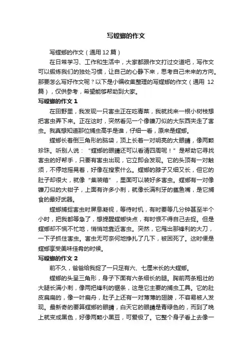 写螳螂的作文