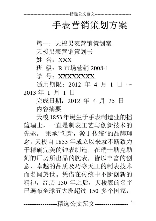 手表营销策划方案