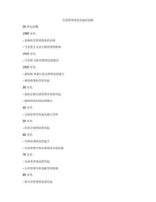 行政管理理论发展时间轴