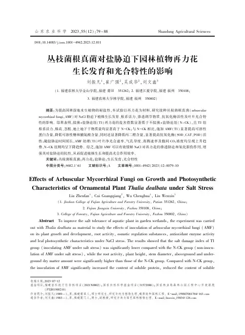 丛枝菌根真菌对盐胁迫下园林植物再力花生长发育和光合特性的影响