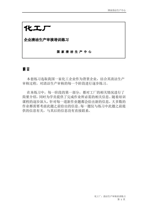 清洁生产审核练习-化工厂-0906