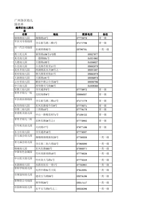广州幼儿名单