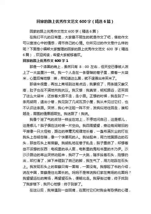 回家的路上优秀作文范文600字（精选6篇）