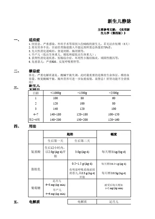 新生儿静脉营养自动计算器2013