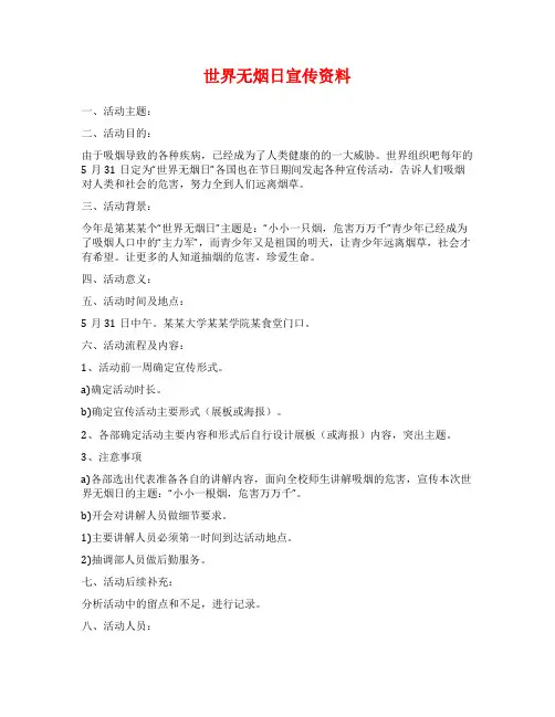 世界无烟日宣传资料
